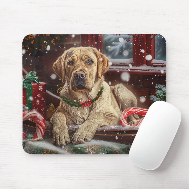 Labrador Hund Jul Festlig Musmatta (Med mus)