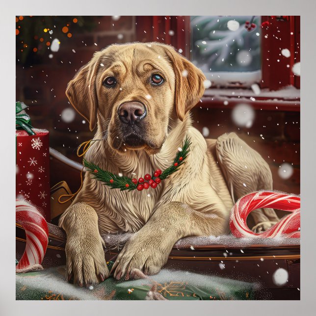 Labrador Hund Jul Festlig Poster (Framsidan)