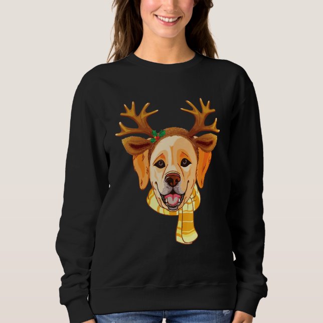 Labrador Hund jul Reindeer Antlers Julafton T Shirt (Framsida)