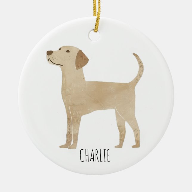 Labrador Hund Julgransprydnad Keramik (Framsidan)