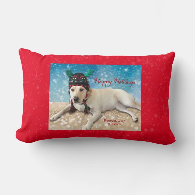 Labrador Hund julklute Festive Dekorativ kudde (Framsida)