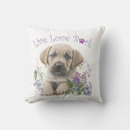 Labrador Hund Mamma Blommig Kudde