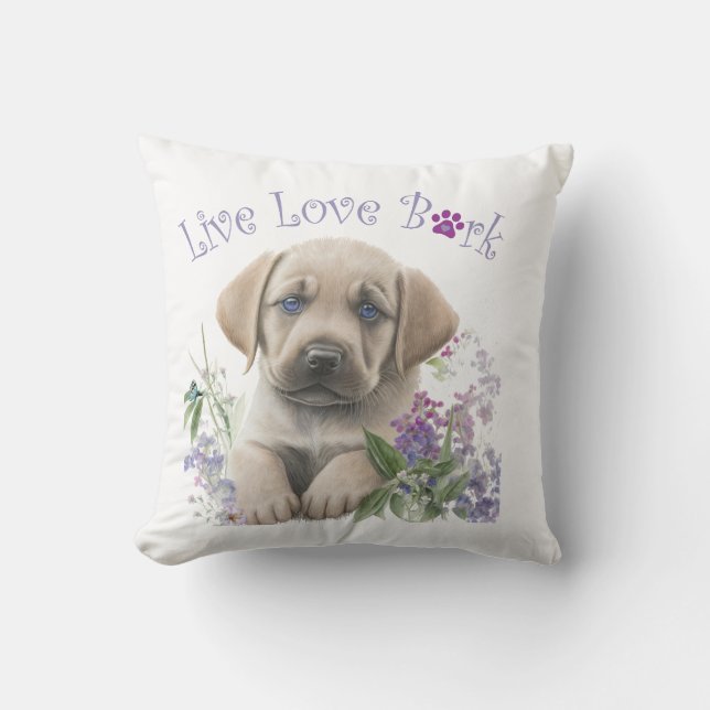 Labrador Hund Mamma Blommig Kudde (Framsida)