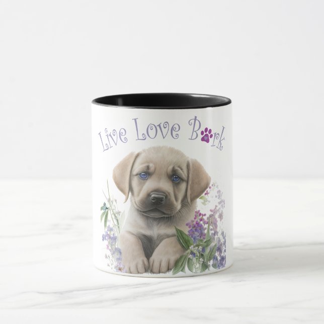 Labrador Hund Mamma Blommig Mugg (Center)