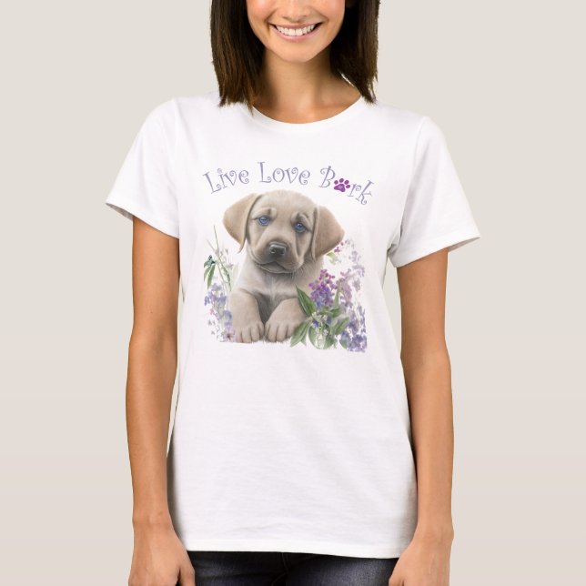 Labrador Hund Mamma Blommig T Shirt (Framsida)