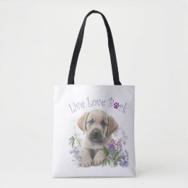 Labrador Hund Mamma Blommig Tygkasse