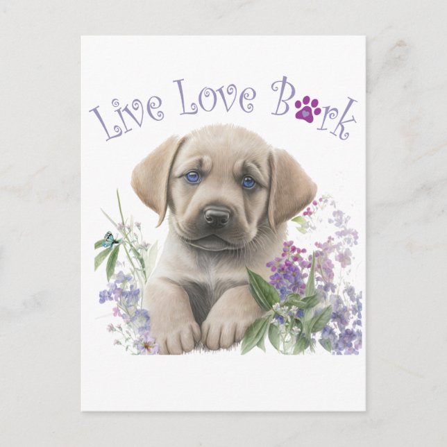 Labrador Hund Mamma Blommig Vykort (Framsida)