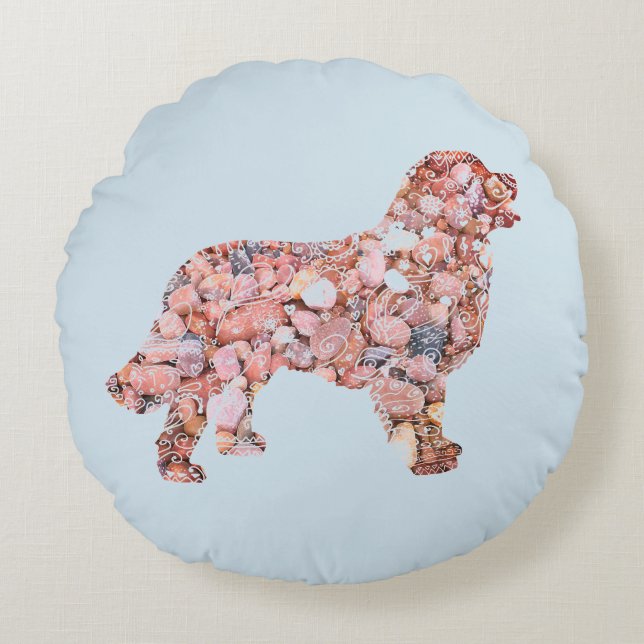 Labrador Hund Mandala Inslag Round Cushion Rund Kudde (Framsidan)