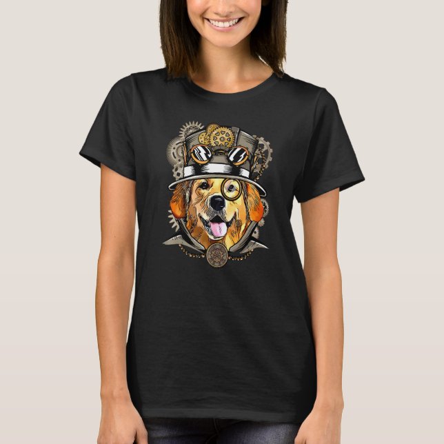 Labrador Hund Medieval Victorian Gothic Steampunk T Shirt (Framsida)
