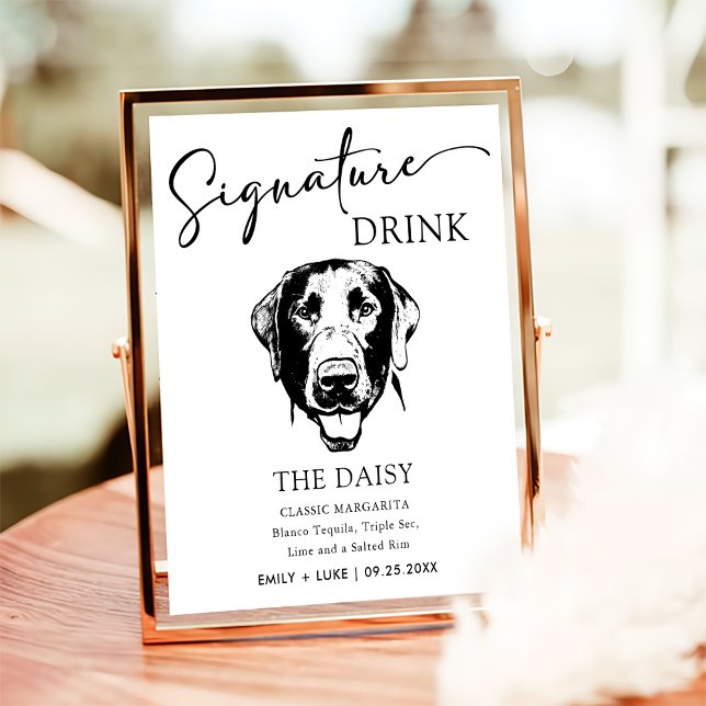 Labrador Hund Namnteckning Drink-tecken för Bröllo Poster (Skapare uppladdad)