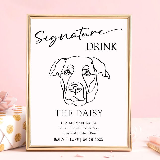Labrador Hund Namnteckning Drink-tecken för Bröllo Poster (Skapare uppladdad)