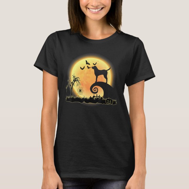 Labrador Hund och Måne Scary Halloween Costume T Shirt (Framsida)