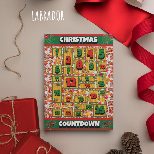 Labrador Hund Räkna Ner Jul Adventskalender Julkort (Skapare uppladdad)