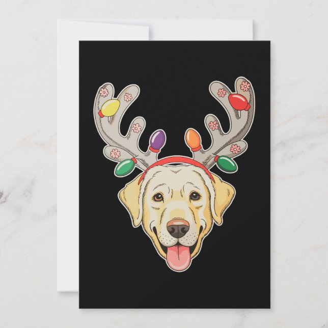 Labrador Hund Renhorn Julbelysning Inbjudningar (Framsida)