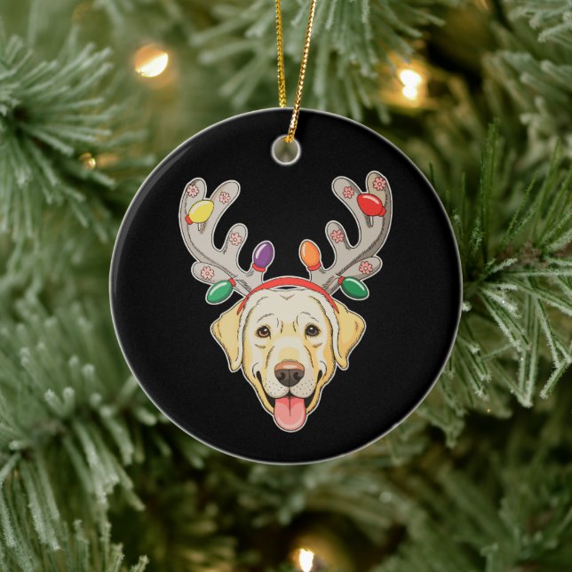 Labrador Hund Renhorn Julbelysning Julgransprydnad Keramik (Träd)