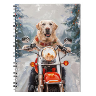 Labrador Hund Riding Motorcle jul Anteckningsbok