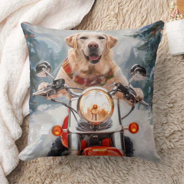 Labrador Hund Riding Motorcle jul Kudde (Filt)