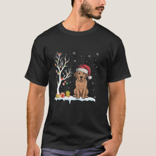 Labrador Hund Santa Hat Festive Träd Light Christm T Shirt