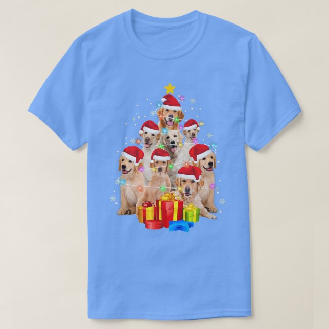 Labrador Hund Santa Hat Julgran Ljus Julafton T Shirt (Design framsida)
