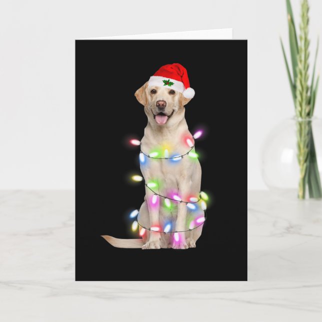 Labrador Hund Santa Julgran Ljus Julafton Boys Kort (Framsida)