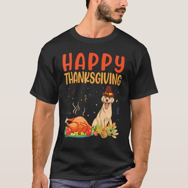 Labrador Hund Se Turkiet Kött Happy thanksgiving D T Shirt (Framsida)