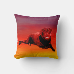 Labrador Hund Sitta om Beach Kudde