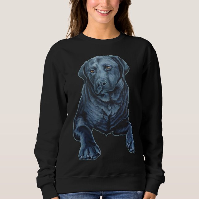 Labrador Hund Sweatshirt Svart lab Art Shirt T (Framsida)