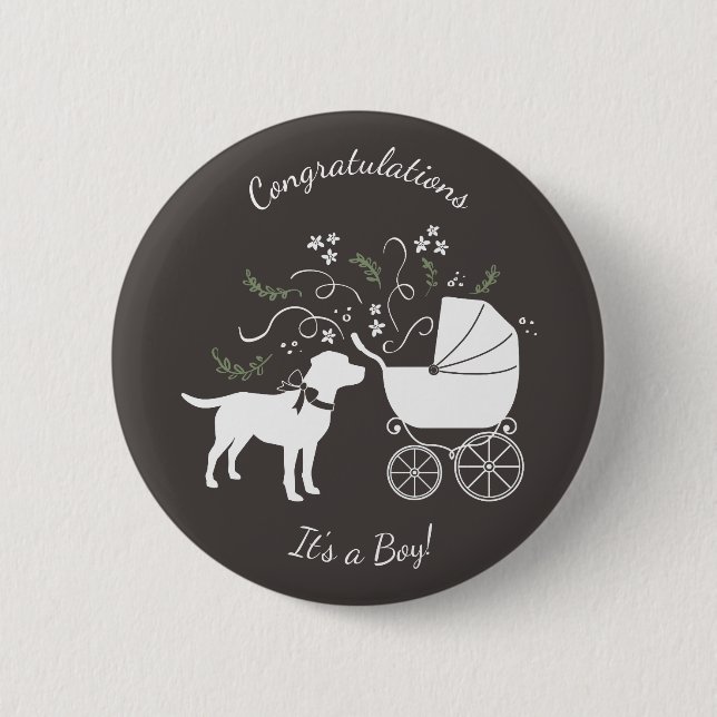 Labrador Hund Theme Baby Shower Gender Neutral Knapp (Framsida)