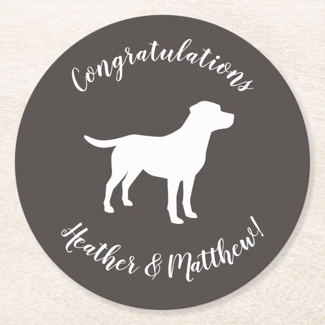 Labrador Hund Theme Baby Shower Gender Neutral Underlägg Papper Rund (Framsidan)
