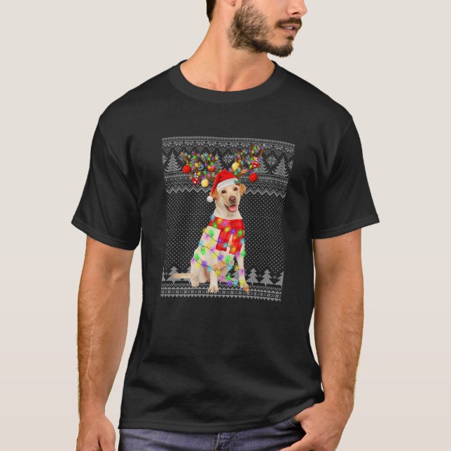 Labrador Hund Ugly jul Ljus Sweater Funny M T Shirt (Framsida)