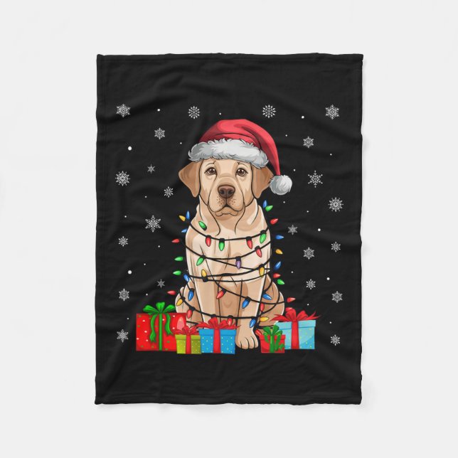 Labrador Hund Ugly Julafton Ljus Santa Labrador Hu Fleecefilt (Framsidan)
