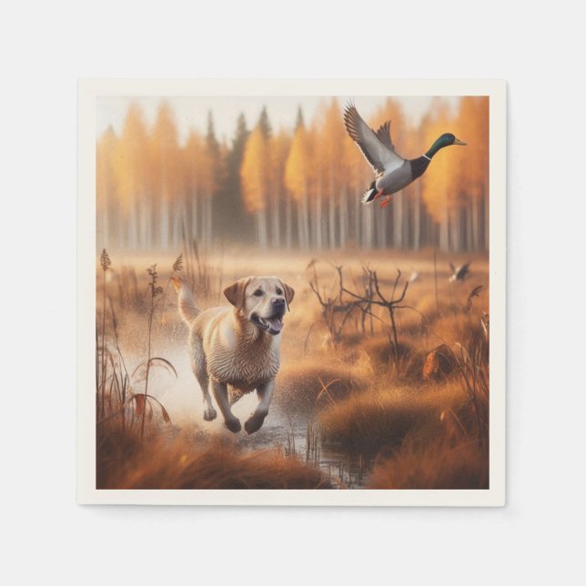 Labrador/hund under hösten anka-jakt pappersservett (Framsidan)