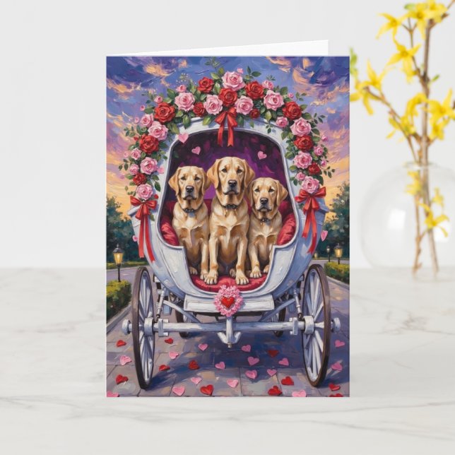 Labrador Hund Valentine's Day  Kort (Gul blomma)