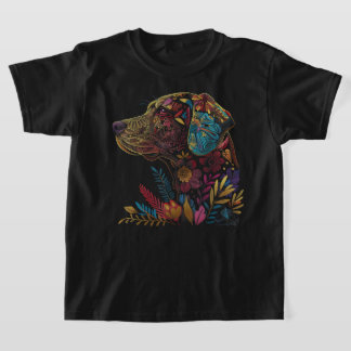 Labrador Hund Vintage Flowers Svart lab Mamma T Shirt