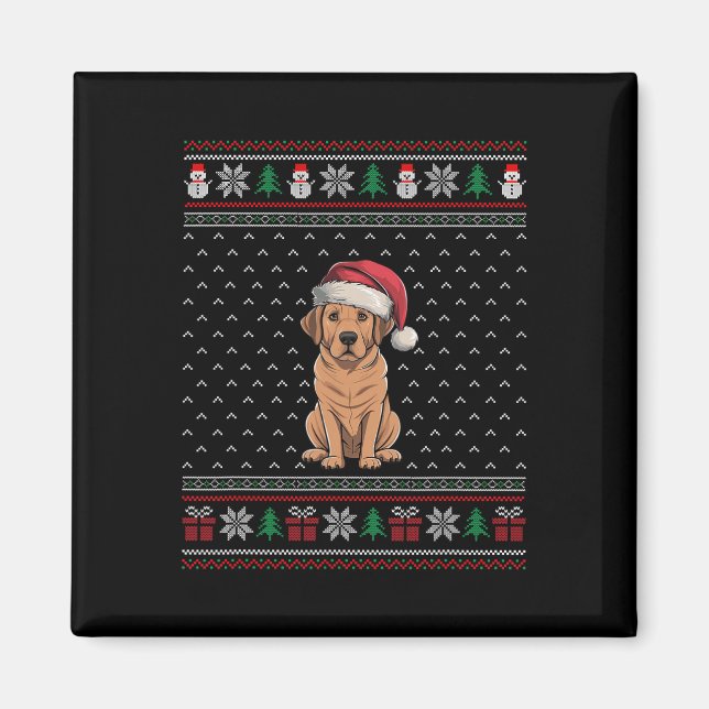 Labrador Hund Wearing Santa Hat Ugly Julafton Hund Magnet (Framsidan)