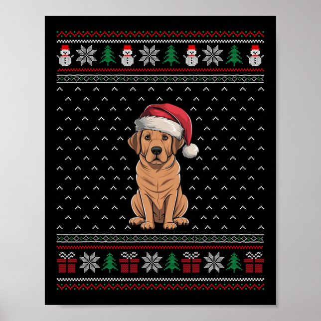 Labrador Hund Wearing Santa Hat Ugly Julafton Hund Poster (Framsidan)