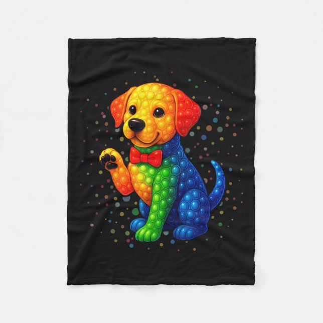 Labrador Hundälskare Polka Prickar Glad Prick Dag  Fleecefilt (Framsidan)