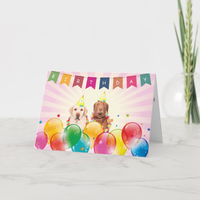 Labrador Hundar Grattis på födelsedagen-hälsningsk Kort (Framsida)
