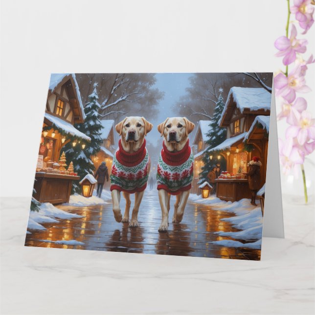 Labrador Hundar jul Snö Helgdag Kort (Orkide)