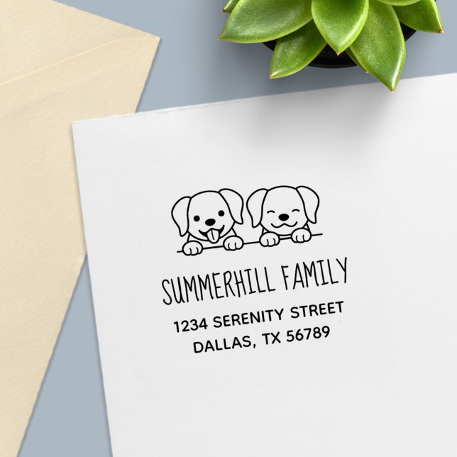 Labrador Hundar Peeking Family Adress Självfärgande Stämpel (Skapare uppladdad)