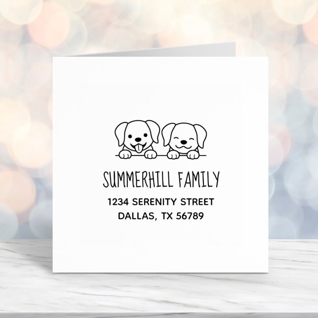 Labrador Hundar Peeking Family Adress Självfärgande Stämpel (Skapare uppladdad)