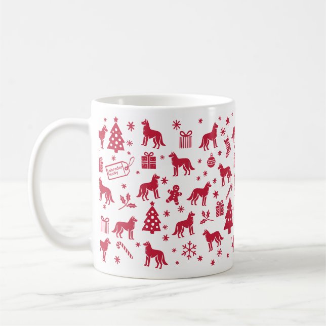 Labrador Husky-juldesign Kaffemugg (Vänster)