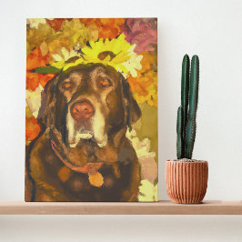 Labrador i blommor poster