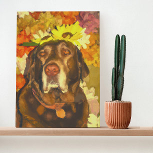 Labrador i blommor poster
