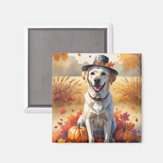 Labrador i höstlöv tackgivande konst magnet (Front/Back)