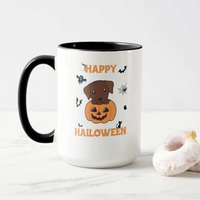 Labrador i Pumpkin Cute Hundar Happy halloween Mugg (Med munk)