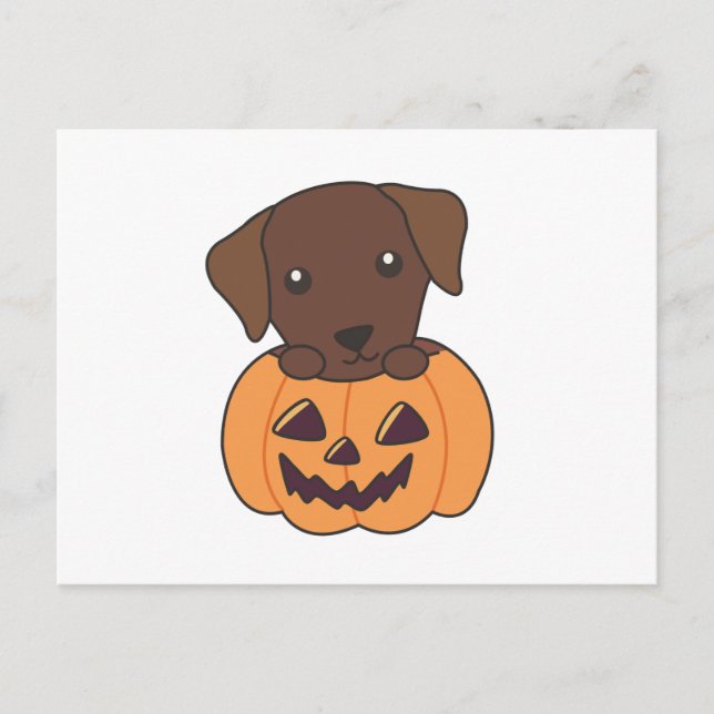 Labrador i Pumpkin Cute Hundar Happy halloween Vykort (Framsida)