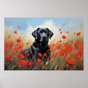 Labrador i vallmo poster