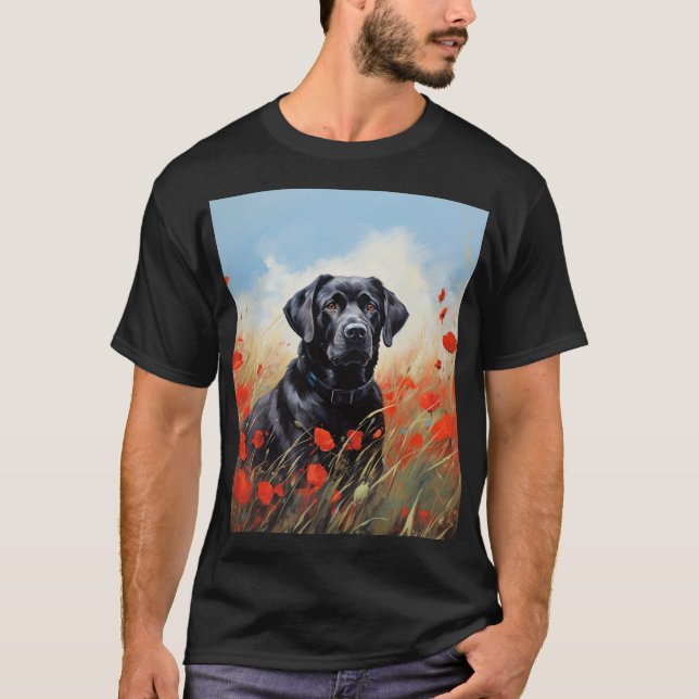 Labrador i vallmo t shirt (Framsida)