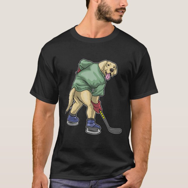 Labrador Ice hockey Ice hockey stick T Shirt (Framsida)